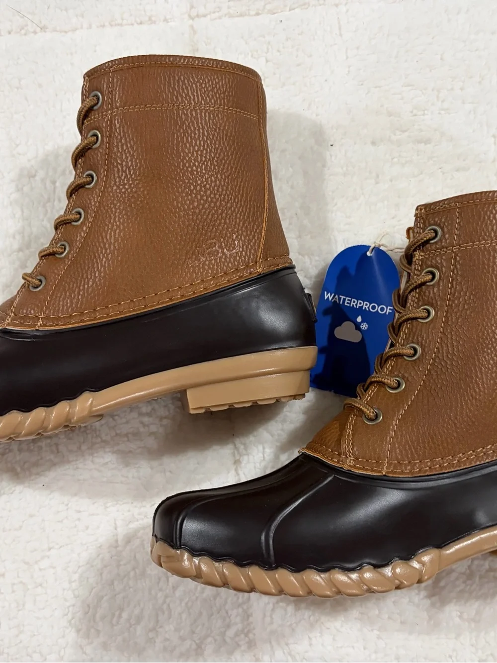 JBU Brown and Black Men's Waterproof Lace-Up Duck Boots